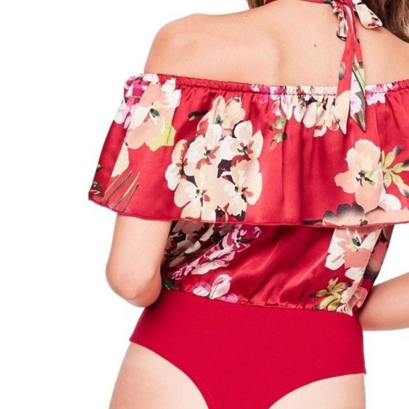 Missguided Sleeveles Bardot Blooms Flower Bodysuit - Picture 1 of 3